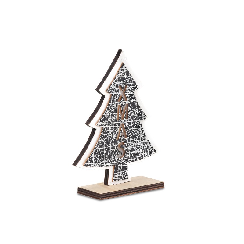 CHRISTMAS TREE wooden decor with LED light, beige - X91029.13