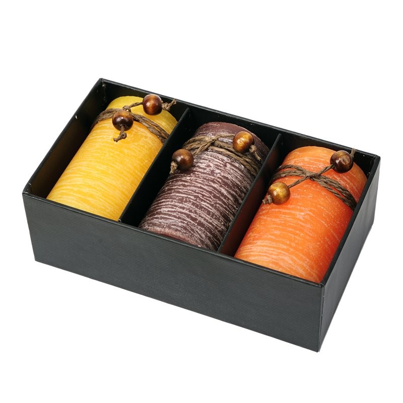 SCENTED set of perfumed candles,  brown/yellow - R17476