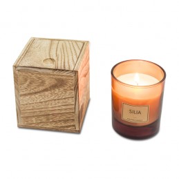 SILIA candle in a wooden box, brown - R17417.10