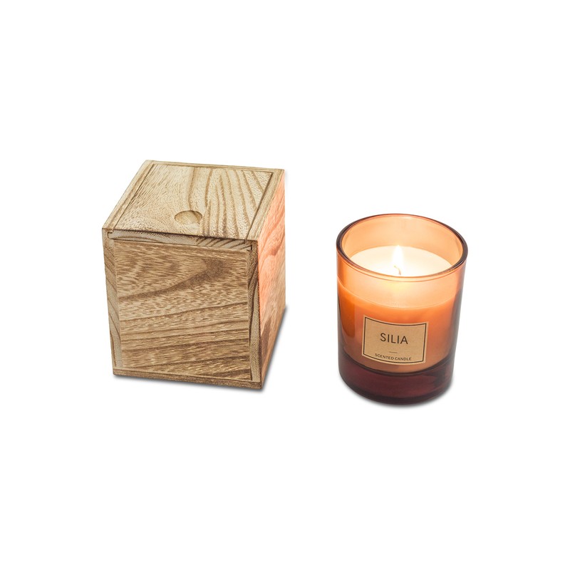 SILIA candle in a wooden box, brown - R17417.10