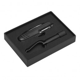 FREIBURG set of torch and pocket knife with 9 functions,  black - R17553.02