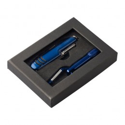 FREIBURG set of torch and pocket knife with 9 functions,  blue - R17553.04