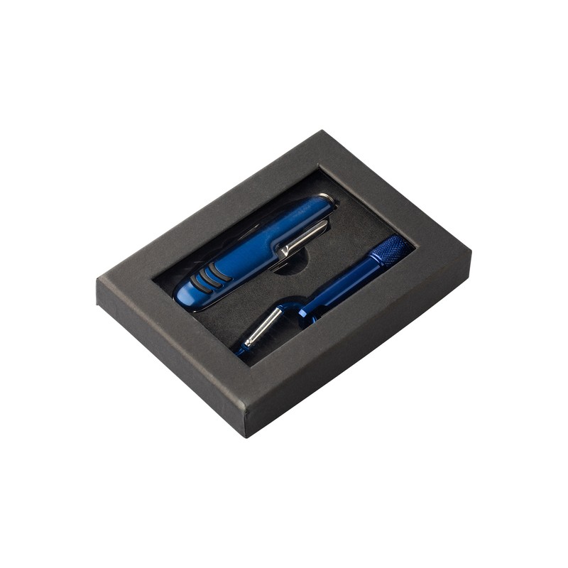 FREIBURG set of torch and pocket knife with 9 functions,  blue - R17553.04