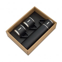 ATTU set of vacuum flask 500 ml and 3 mugs, black - R08217.02