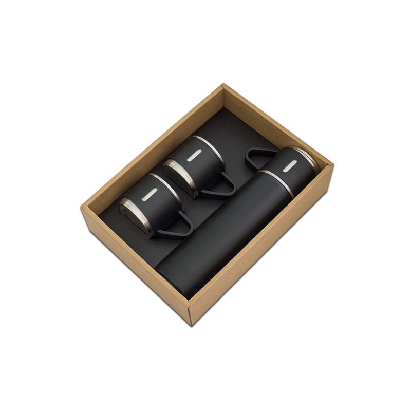 ATTU set of vacuum flask 500 ml and 3 mugs, black - R08217.02 ATTU set of vacuum flask 500 ml and 3 mugs, black - R08217.02