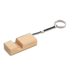KEYHOLD bamboo keyring with phone stand, beige - R22828.13