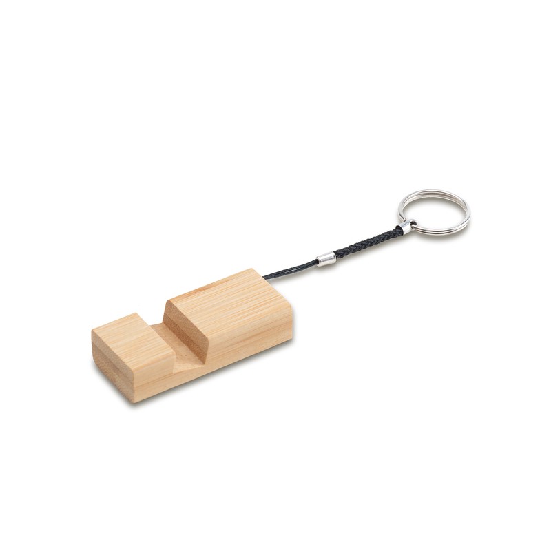 KEYHOLD bamboo keyring with phone stand, beige - R22828.13