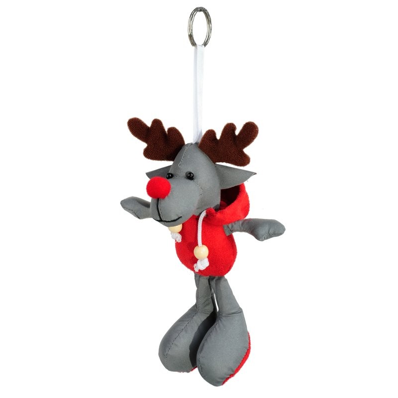 REINDEER reflective key ring,  grey/red - R73839