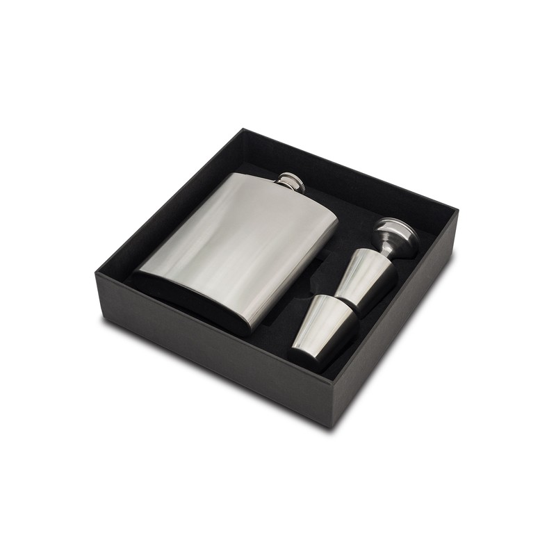 LUCAN hip flask gift set, silver - R08310.01