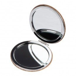 Oglindă cosmetică dublă cu înveliş din plută, Beige - 7377013
