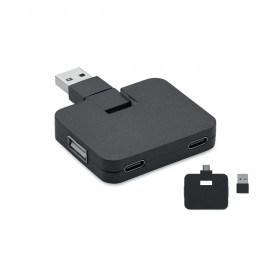 Hub USB 4 porturi + cablu 20 cm, MO2254-03 - Black