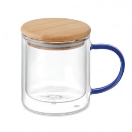 Cană borosilicat cu perete dublu, MO2200-23 - Albastru Transparent