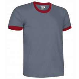 Collection t-shirt COMBI, cement grey-lotto red - 160g