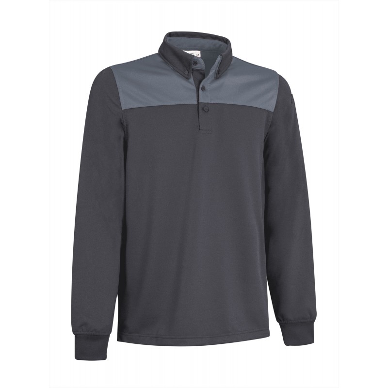 Poloshirt long sleeve HURRICANE, carbon grey-smoke grey - 220g