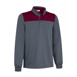 Poloshirt long sleeve HURRICANE, cement grey-mahogany garnet - 220g