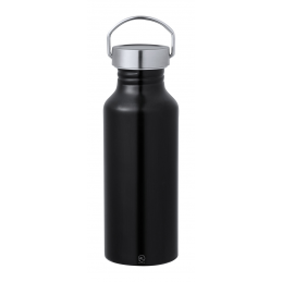 Zandor, Sticlă din aluminiu reciclat cu capac de transport, 650 ml, negru - AP733816-10