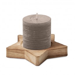 LOTUS, Lumanare cu baza stea din lemn, CX1481-07 - Gri