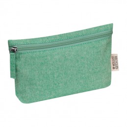 Etui din bumbac reciclat cu fermoar, 6431009 - Verde