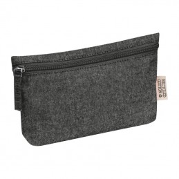 Etui din bumbac reciclat cu fermoar, 6431003 - Negru