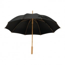 Umbrelă cu mâner din bambus, 4425703 - Negru