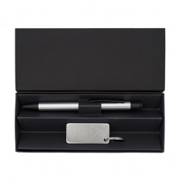 COUPLE pen and keychain gift set, silver - R02326.01