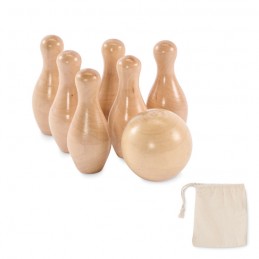 BOLITO, Mini set de bowling din lemn de pi, Lemn - MO2434-40