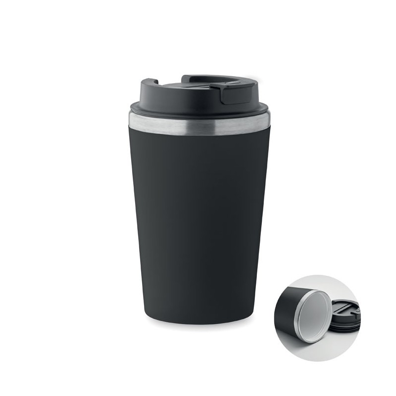 BLERM, Pahar cu interior ceramic 350 ml, Negru - MO2572-03 BLERM, Pahar cu interior ceramic 350 ml, Negru - MO2572-03