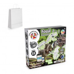 2 in 1 Fossil Excavation Kit II. Joc educațional furnizat cu o pungă cadou din hârtie kraft (90 g/m²), Alb - 35824-106