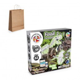 2 in 1 Fossil Excavation Kit III. Joc educațional furnizat cu o pungă cadou din hârtie kraft (115 g/m²), Natural - 35825-160