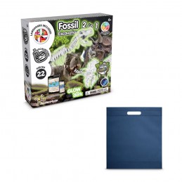 2 in 1 Fossil Excavation Kit IV. Joc educațional furnizat cu o pungă cadou nețesută (80 g/m²), Albastru - 35826-104