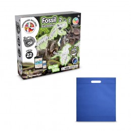 2 in 1 Fossil Excavation Kit IV. Joc educațional furnizat cu o pungă cadou nețesută (80 g/m²), Albastru Royal - 35826-114