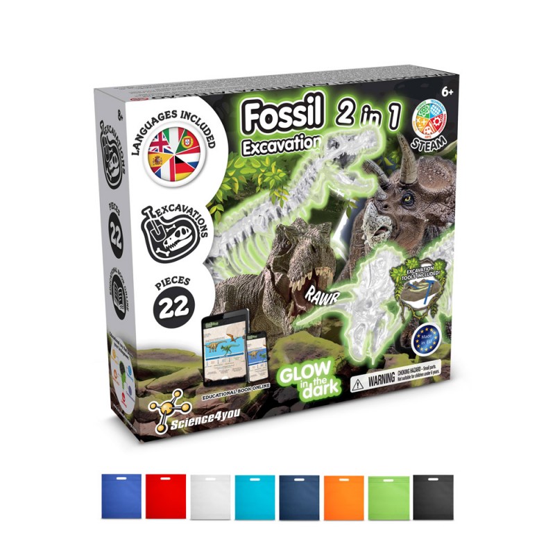 2 in 1 Fossil Excavation Kit IV. Joc educațional furnizat cu o pungă cadou nețesută (80 g/m²), Portocaliu - 35826-128 2 in 1 Fossil Excavation Kit IV. Joc educațional furnizat cu o pungă cadou nețesută (80 g/m²), Portocaliu - 35826-128