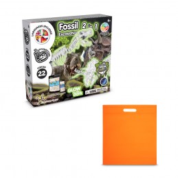 2 in 1 Fossil Excavation Kit IV. Joc educațional furnizat cu o pungă cadou nețesută (80 g/m²), Portocaliu - 35826-128