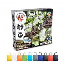 2 in 1 Fossil Excavation Kit V. Joc educațional furnizat cu o pungă de cadou pliabilă 190T, Albastru deschis - 35827-124