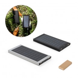 CLERK. Power bank de 8'000 mAh cu panou solar din aluminiu 100% reciclat, Negru - 97137-103