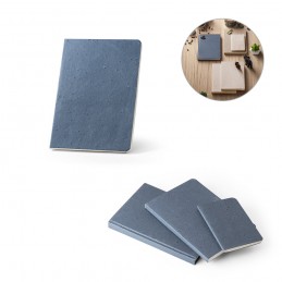 COFFEEPAD SEMI-RIGID. Blocnotes A5 cu copertă semi-rigidă realizată din deșeuri de coji de cafea (65%), Albastru - 93289-104