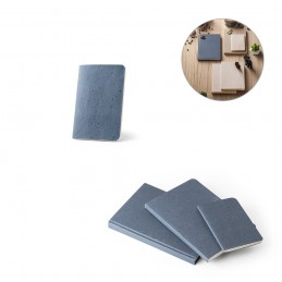 COFFEEPAD SOFT. Blocnotes A6 cu copertă flexibilă realizată din deșeuri de coji de cafea (65%), Albastru - 93292-104