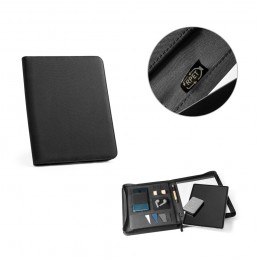 EMERGE FOLDER. Mapa 300 D poliester reciclat (100% rPET) A4 cu fermoar, Negru - 93579-103