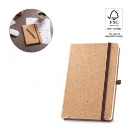 HAWKINS A5. Caiet A5 din plută cu pagini simple din material certificat FSC™ și alte materiale controlate, Natural - 93807-160