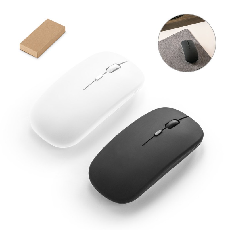 KHAN. Mouse fără fir cu baterie de 500mAh în 100% reciclat (100% rABS), Negru - 97129-103 KHAN. Mouse fără fir cu baterie de 500mAh în 100% reciclat (100% rABS), Negru - 97129-103