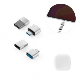 MINSKY. Set de 2 adaptoare USB-A / USB-C din aluminiu, Argintiu satinat - 97090-127