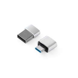 MINSKY. Set de 2 adaptoare USB-A / USB-C din aluminiu, Argintiu satinat - 97090-127