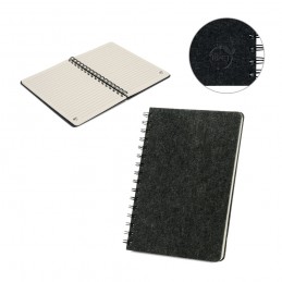 MISHIMA. Blocnotes A5 cu copertă semi-dură din pâslă reciclată (100% rPET) cu inele și pagini liniate, Gri inchis - 93635-133