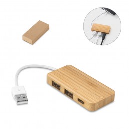 MOSER. HUB cu 2 porturi USB-A și 1 port USB-C din bambus, Natural - 97127-160