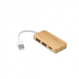 MOSER. HUB cu 2 porturi USB-A și 1 port USB-C din bambus, Natural - 97127-160