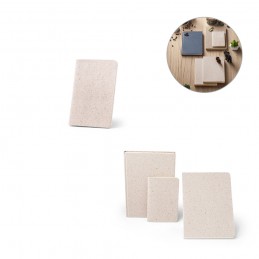 ORGANIC SOFT. Blocnotes A6 cu copertă flexibilă realizată din materie organică de elefant (80%), Natural deschis - 93291-150