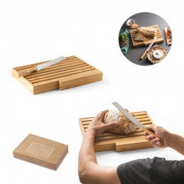 PASSARD. Placă pentru feliat pâine din bambus cu cuțit din oțel inoxidabil, Natural - 94321-160