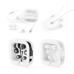PRESLEY. Căști cu cablu USB-C de 1.2 metri și microfon ABS încorporat, Alb - 97139-106