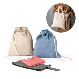 RISSANI. Pungă cu cordon din bumbac reciclat (70%) și poliester (30% rPET) (140 g/m²), Albastru - 92936-104