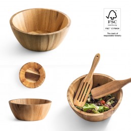 SAGE. Salatieră rotundă din lemn de salcâm, Natural inchis - 94290-170